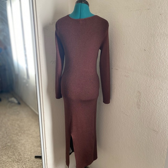 SOLD RAILS brown long bodycon sweater open-slit dress Size M - Picture 2 of 6